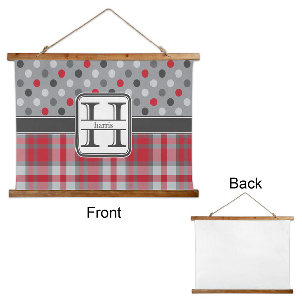 Red & Gray Dots and Plaid Wall Hanging Tapestry - Landscape - APPROVAL