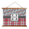 Red & Gray Dots and Plaid Wall Hanging Tapestry - Landscape - MAIN