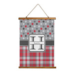 Red & Gray Dots and Plaid Wall Hanging Tapestry (Personalized)