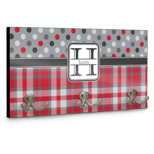 Red & Gray Dots and Plaid Coat Hanger Main