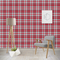 Red & Gray Dots and Plaid Wallpaper & Surface Covering