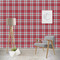 Red & Gray Dots and Plaid Wallpaper Scene