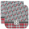 Red & Gray Dots and Plaid Washcloth / Face Towels