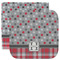 Red & Gray Dots and Plaid Facecloth / Wash Cloth (Personalized)