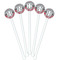 Red & Gray Dots and Plaid White Plastic 5.5" Stir Stick - Fan View