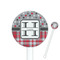 Red & Gray Dots and Plaid White Plastic 5.5" Stir Stick - Round - Closeup
