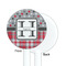 Red & Gray Dots and Plaid White Plastic 5.5" Stir Stick - Single Sided - Round - Front & Back