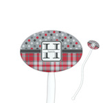 Red & Gray Dots and Plaid Oval Stir Sticks (Personalized)