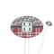 Red & Gray Dots and Plaid White Plastic 7" Stir Stick - Oval - Closeup