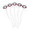 Red & Gray Dots and Plaid White Plastic 7" Stir Stick - Oval - Fan