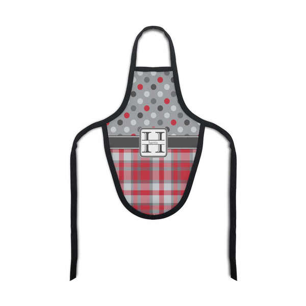 Custom Red & Gray Dots and Plaid Bottle Apron (Personalized)