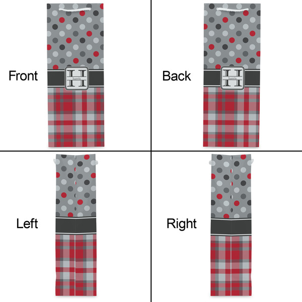 Red & Gray Dots and Plaid Wine Gift Bag - Gloss - Approval