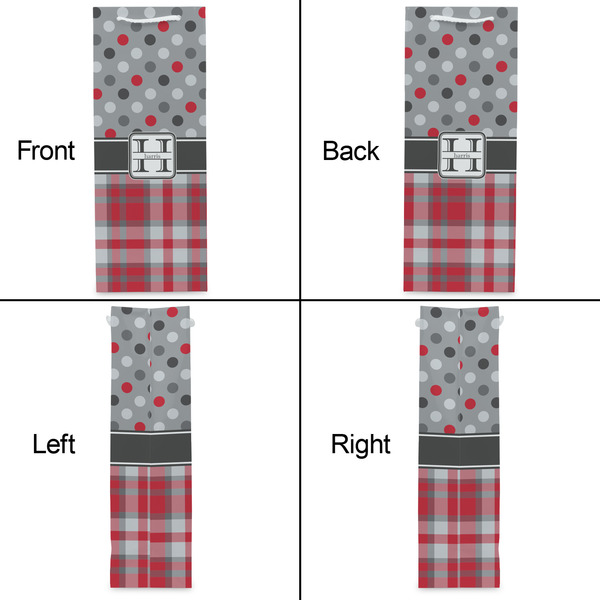 Red & Gray Dots and Plaid Wine Gift Bag - Matte - Approval