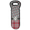 Red & Gray Dots and Plaid Wine Tote Bag (Personalized)