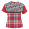 Red & Gray Dots and Plaid Women's T-shirt Back