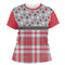 Red & Gray Dots and Plaid Womens Crew Neck T Shirt - Main