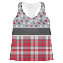Red & Gray Dots and Plaid Womens Racerback Tank Top - 2X Large