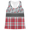 Red & Gray Dots and Plaid Womens Racerback Tank Tops - Medium - Front - Flat