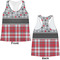 Red & Gray Dots and Plaid Womens Racerback Tank Tops - Medium - Front and Back