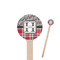 Red & Gray Dots and Plaid Wooden 6" Stir Stick - Round - Closeup