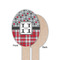 Red & Gray Dots and Plaid Wooden Food Pick - Oval - Single Sided - Front & Back
