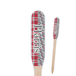 Red & Gray Dots and Plaid Paddle Wooden Food Picks (Personalized)