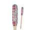Red & Gray Dots and Plaid Wooden Food Pick - Paddle - Closeup