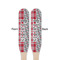 Red & Gray Dots and Plaid Wooden Food Pick - Paddle - Double Sided - Front & Back