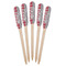 Red & Gray Dots and Plaid Wooden Food Pick - Paddle - Fan View