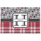 Red & Gray Dots and Plaid Basket Weave Floor Mat