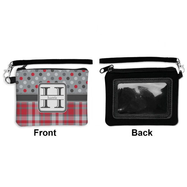 Red & Gray Dots and Plaid Wristlet ID Cases - Front & Back