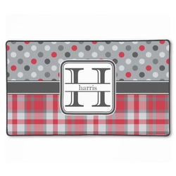 Red & Gray Dots and Plaid XXL Gaming Mouse Pad - 24" x 14" (Personalized)