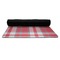 Red & Gray Dots and Plaid Yoga Mat Rolled up Black Rubber Backing