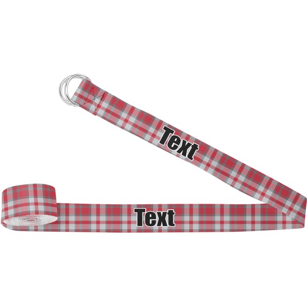 Custom Red & Gray Dots and Plaid Yoga Strap (Personalized)