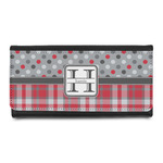 Red & Gray Dots and Plaid Leatherette Ladies Wallet (Personalized)