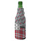 Red & Gray Dots and Plaid Zipper Bottle Cooler - ANGLE (bottle)