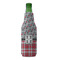 Red & Gray Dots and Plaid Zipper Bottle Cooler - FRONT (bottle)