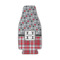 Red & Gray Dots and Plaid Zipper Bottle Cooler - FRONT (flat)