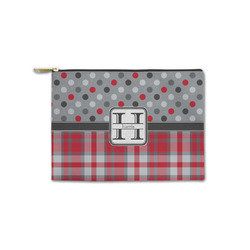 Red & Gray Dots and Plaid Zipper Pouch - Small - 8.5"x6" (Personalized)