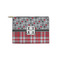 Red & Gray Dots and Plaid Zipper Pouch Small (Front)