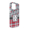 Red & Gray Dots and Plaid iPhone 13 Pro Case - Angle