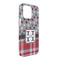 Red & Gray Dots and Plaid iPhone Case - Plastic - iPhone 13 Pro Max (Personalized)
