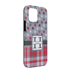 Red & Gray Dots and Plaid iPhone Case - Rubber Lined - iPhone 13 (Personalized)
