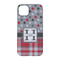Red & Gray Dots and Plaid iPhone 14 Case - Back