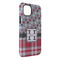 Red & Gray Dots and Plaid iPhone 14 Plus Tough Case - Angle
