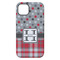 Red & Gray Dots and Plaid iPhone 14 Plus Tough Case - Back