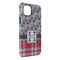 Red & Gray Dots and Plaid iPhone 14 Pro Max Tough Case - Angle