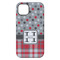 Red & Gray Dots and Plaid iPhone 14 Pro Max Tough Case - Back