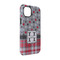 Red & Gray Dots and Plaid iPhone 14 Pro Tough Case - Angle