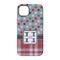 Red & Gray Dots and Plaid iPhone 14 Pro Tough Case - Back